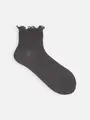 【麻混】ガーゼ調すっきりリブメロウショートソックス チャコールグレー