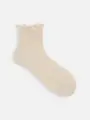 麻ガーゼ調1×1リブメロウショートソックス ライトベージュ