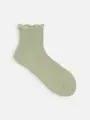 麻ガーゼ調1×1リブメロウショートソックス ミスティミント