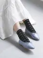 【冷感ドライ】 ブロックメッシュショートソックス クロ