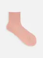 【定番】1×1リブショートソックス ライトコーラル