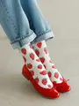 アメリブいちご柄ショートソックス オフホワイト