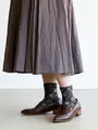 フロートシーリングスタンプ柄ショートソックス コゲチャ×ブルーグレー