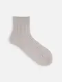 【綿100%】5×2リブショートソックス(23〜24cm) グレー