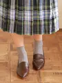 ローゲージ2×2リブショートソックス グレー