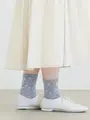 フロートプチフローラルショートソックス グレイッシュミント