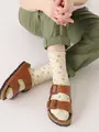 くるくるワッフル花柄ショートソックス キナリ