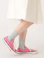 くるくるワッフル花柄ショートソックス ダルミント