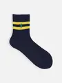 RL ポニー刺繍2本ラインショートソックス ネイビー/イエロー