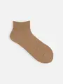 さっぱりさらさら綿麻ゴム長ショートソックス キャメルベージュ