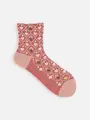毛混フロートフラワーDuckショートソックス ダルピンク
