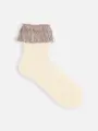 フリンジ付ショートソックス ベージュ