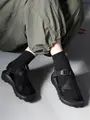2×2リブショートソックス クロ
