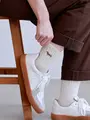 犬刺繍アメリブショートソックス アイボリー+ダックスフンド
