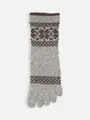 毛混ゴムなし雪柄フェアアイル五本指ソックス グレー