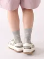 アメリブパイルロゴ刺繍ソックス グレー×ウスピンク