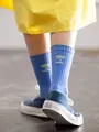 アメリブパイルロゴ刺繍ソックス サックス