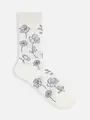 線画植物柄ソックス オフホワイト