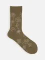 線画植物柄ソックス ウッド