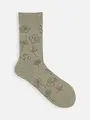 線画植物柄ソックス サボテン