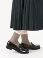毛混無地ベタソックス モカグレージュ