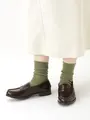 毛混1×1リブソックス ソフトグリーン