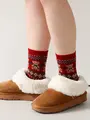 くま柄ノルディックJQソックス アカ