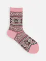 雪柄フェアアイルJQソックス ピンク