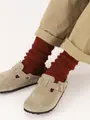 裏起毛MIXカラーソックス エンジ