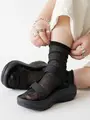 チュールピンドット柄ソックス クロ