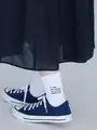 ドライアメリブロゴ刺繍ソックス ホワイト+ネイビー