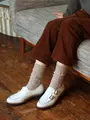 毛混ダイヤケーブルソックス ベージュモク