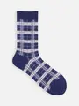 ハイゲージチェックソックス ネイビー