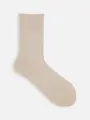毛混ラメゴム長ソックス ベージュ