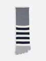 【履き口ゆったり】五本指ボーダー指切替ソックス シルバーグレー