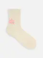 ドライアメリブロゴ刺繍ソックス アイボリー+ケイコウピンク