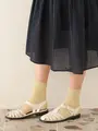 New麻ガーゼ調リブベタソックス ダルクリーム