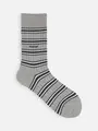 【Epyuk】ロゴ刺繍マルチボーダーリブソックス グレーモク