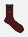 【POLO】マルチポニー刺繍ラインケーブルソックス ワイン