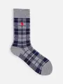 【POLO】ポニー刺繍チェック柄ソックス グレーモク