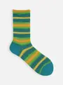 ふわふわグラデボーダーソックス ターコイズマルチ