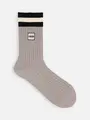サンドウィッチライン刺繍ソックス グレージュ