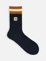 サンドウィッチライン刺繍ソックス ネイビー