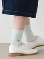 お花刺繍フロートソックス サックス