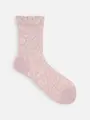 極細ラメクラシック花柄ソックス ピンク