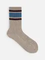 コットンネップサンドイッチラインソックス ベージュ×ブルーパープル