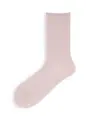 【毛混】ラメリブ無地ソックス 薄ピンク
