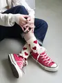 モールハートソックス キナリ+アカ