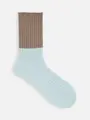 バイカラー2×2リブスリーク ライトブルー×ブラウン