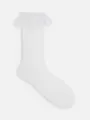 コットンレースリブミディ丈ソックス オフホワイト